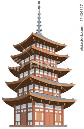 Five-storied pagoda tourist destination illustration icon series 55434827