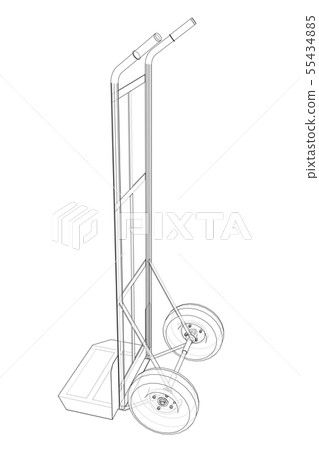 Outline delivery trolley or hand truck. Vector 55434885