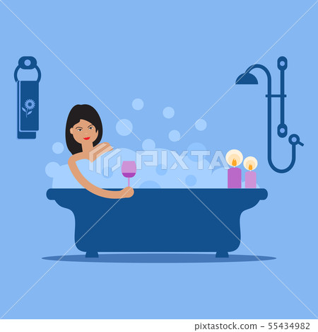 Girl taking a relaxing bubble bath Girl taking a relaxing bubble bath 55434982