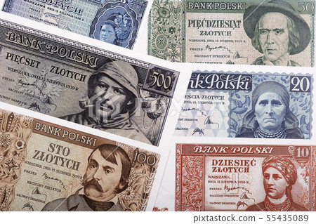 Old Polish money, a business background Old Polish money, a business background 55435089