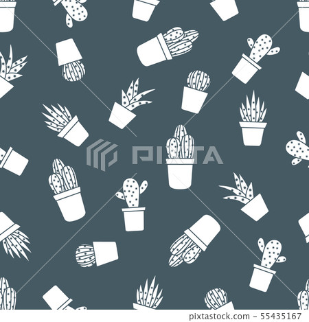 Vector seamless pattern with cactus and succulents Vector seamless pattern with cactus and succulents 55435167