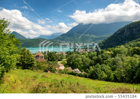 view of Annecy lake in french Alps with Duingt 55435184