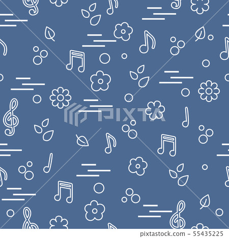 Seamless pattern of notes, flowers, leaves Seamless pattern of notes, flowers, leaves 55435225
