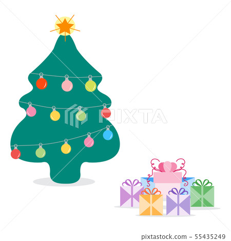 New Year decorated Christmas tree, gifts New Year decorated Christmas tree, gifts 55435249
