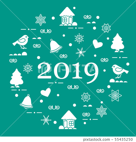 Happy New Year 2019 card Vector illustration. Happy New Year 2019 card Vector illustration. 55435250