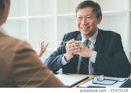 Attractive young business woman in a job interview 55435529