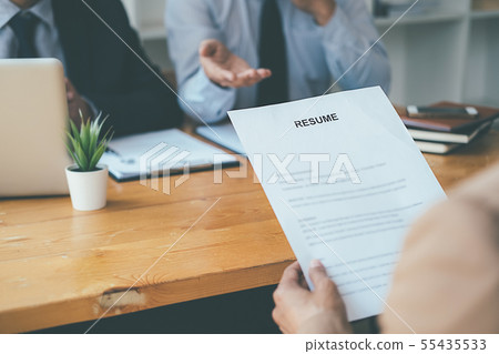 Attractive young business woman in a job interview 55435533