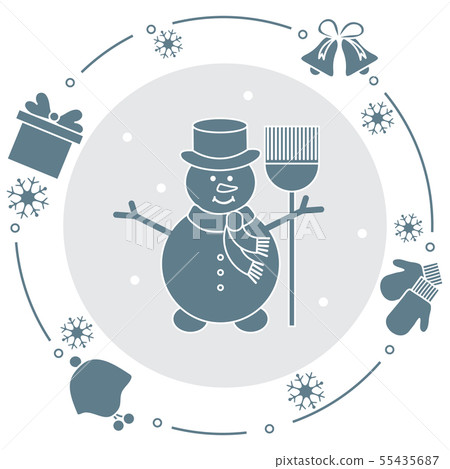 Snowman, gift, rings, mittens, children's hat 55435687