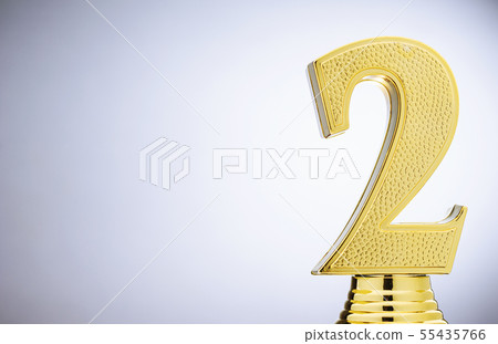 2nd place Runners Up gold trophy with copy space 55435766