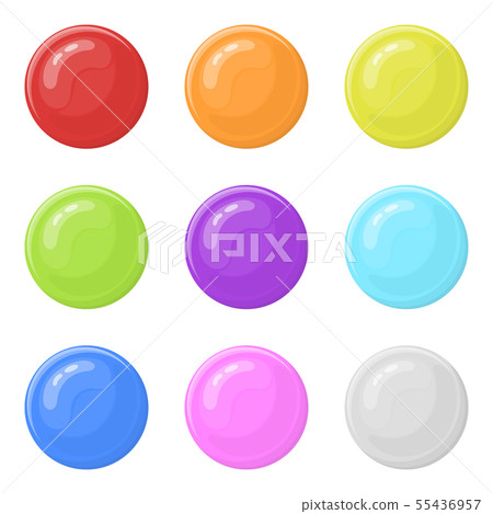 Set of glossy round colorful buttons on white Set of glossy round colorful buttons on white 55436957