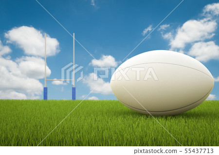 rugby ball with rugby posts 55437713