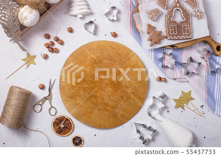Traditional Christmas gingerbread next to the 55437733