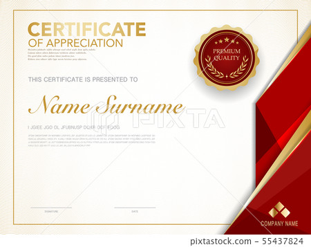 diploma certificate template red and gold color. 55437824