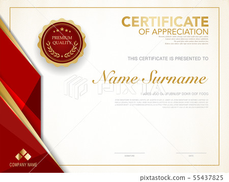 diploma certificate template red and gold color. 55437825