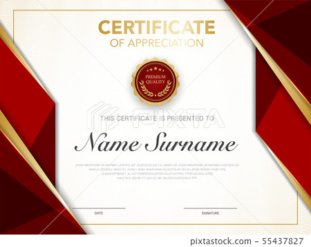 diploma certificate template red and gold color. 55437827