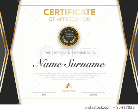 diploma certificate template black and gold color. 55437828
