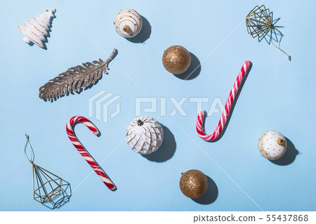 Christmas decor with candy chopsticks on a bright 55437868