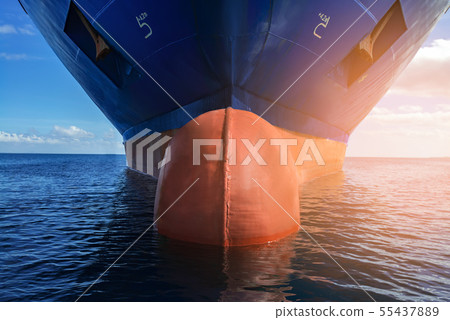 Close up of ships bow of container ship at sea 55437889