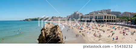 View of Biarritz beach by the Atlantic ocean, 55438232