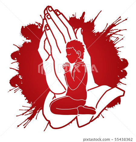 Boy Praise God, Prayer, Christian praying vector Boy Praise God, Prayer, Christian praying vector 55438362