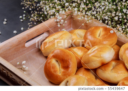 Traditional of homemade buns with fresh baked buns Traditional of homemade buns with fresh baked buns 55439647