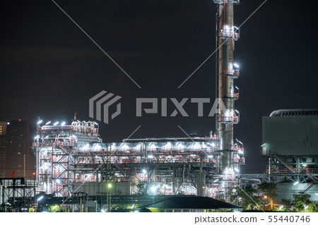 Petrochemical oil refinery and sea in industrial Petrochemical oil refinery and sea in industrial 55440746