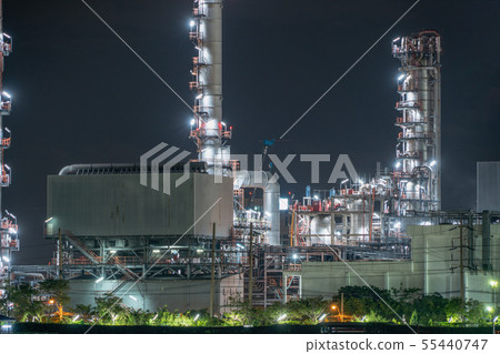 Petrochemical oil refinery and sea in industrial Petrochemical oil refinery and sea in industrial 55440747
