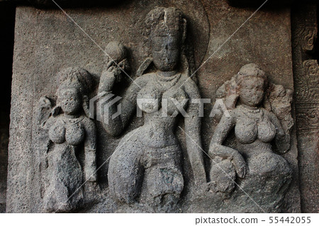 Stone sculpture in Buddha caves, Aurangabad Stone sculpture in Buddha caves, Aurangabad 55442055