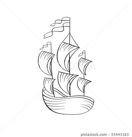 Sailboat black ink sketch Sailboat black ink sketch 55443163