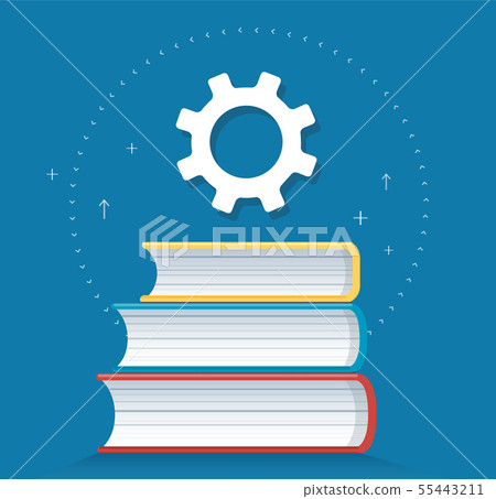 gears icon on books icon design vector gears icon on books icon design vector 55443211