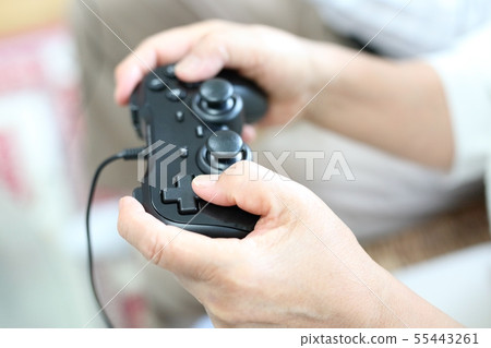 享受電子遊戲的資深圖像 55443261