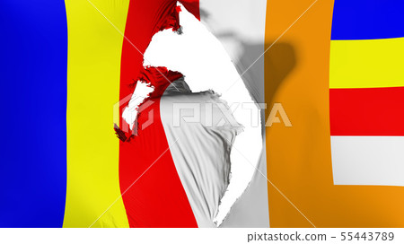 Damaged Buddhist flag Damaged Buddhist flag 55443789