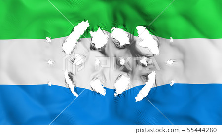 Sierra Leone flag with a small holes 55444280