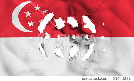 Singapore flag with a small holes Singapore flag with a small holes 55444281