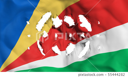 Seychelles flag with a small holes Seychelles flag with a small holes 55444282