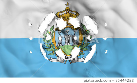 San Marino flag with a small holes San Marino flag with a small holes 55444288