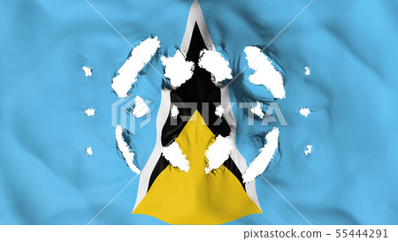 Saint Lucia flag with a small holes Saint Lucia flag with a small holes 55444291