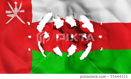 Oman flag with a small holes Oman flag with a small holes 55444311