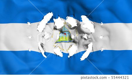Nicaragua flag with a small holes Nicaragua flag with a small holes 55444321