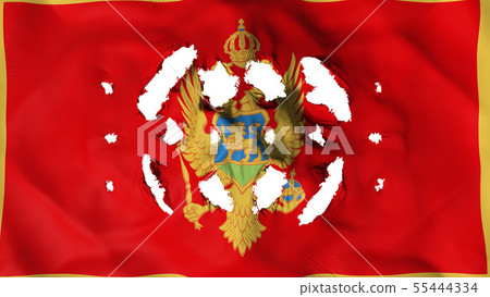 Montenegro flag with a small holes Montenegro flag with a small holes 55444334