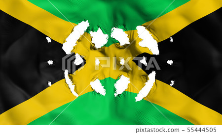 Jamaica flag with a small holes Jamaica flag with a small holes 55444505