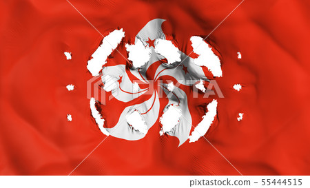 Hong Kong flag with a small holes 55444515