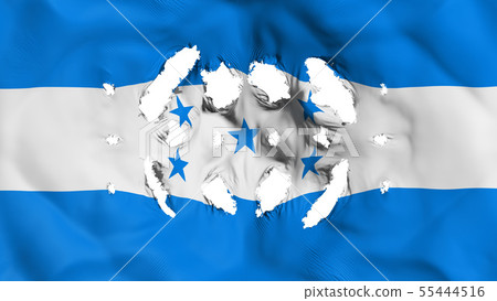 Honduras flag with a small holes 55444516