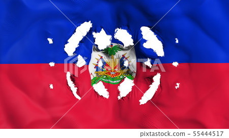 Haiti flag with a small holes 55444517