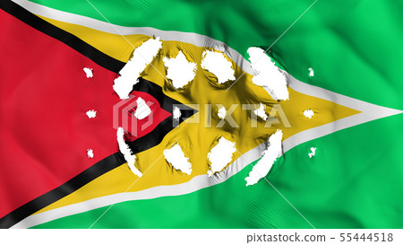 Guyana flag with a small holes 55444518