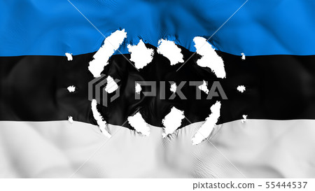 Estonia flag with a small holes Estonia flag with a small holes 55444537
