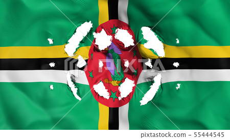 Dominica flag with a small holes Dominica flag with a small holes 55444545