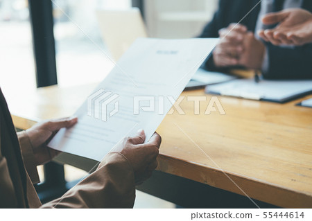 Attractive young business woman in a job interview 55444614