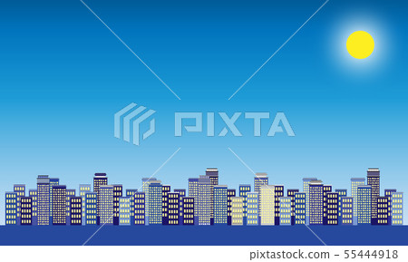 Illustration material of night sky and cityscape Illustration material of night sky and cityscape 55444918