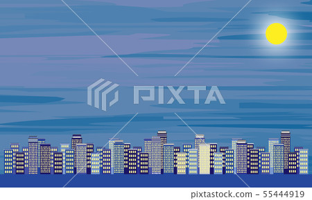Illustration material of night sky and cityscape 55444919